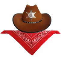 Western Cowboy Costume for Kids Adults Cowboy Hat Bandana Set Halloween Fancy Dress Accessories Western Outfits Gifts