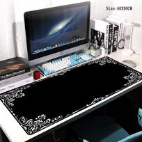 HYBXAXC Black Flower Lace Mouse Pad Large Gaming Table Cushion Non-slip Laptop Tablet Mousepad XXL Mat Mini PC Playmat 600x300x2mm gray