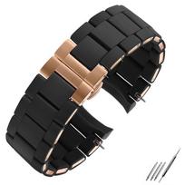 Aukštos kokybės lenkta galinė apyrankė laikrodžiui Armani AR5905 5890 5919 5906 5891 5920 Laikrodžio apyrankė 20mm 23mm Juoda Ruda ir Rožinio aukso dirželis 20mm for women