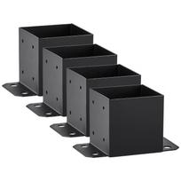 6x6 Post Base 4 Pcs, Inner Size 5.6 x5.6  Post Base Brackets, Heavy Duty Powder-Coated Post Anchor Matte Black Wood Post Brackets for Pavilion Deck