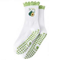 Trendy Women's Professional Anti-Slip Cotton Yoga Pilates Fitness Mid-Calf Athletic Socks with Embroidery Standard žalia