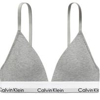 Calvin Klein Modern Attraction Wireless Soft Support Removable Padding Triangle Cup Bra Women Underwear Coconut-Gray QF5650-020 L gray