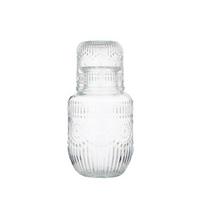 Retro vandens grafinas ir stiklinės rinkinys Atsparus karščiui 540 ml sulčiaspaudė su 145 ml stikline Reljefinės stiklinės arbatos puodelio rinkinys sultims, šaltai arbatai, vandeniui A white