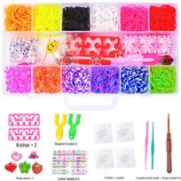 2000-Piece 18-Grid Rainbow Rubber Band Loom Kit: Colorful DIY Bracelet Craft for Kids