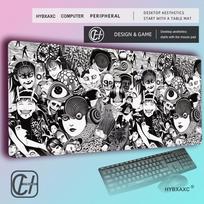 HYBXAXC Art Junji Ito Tomie Mouse Pad Nonslip Locking Edge DeskMat PC Laptop Accessories Rubber  Keyboard Large Game carpet 800x400x2mm