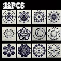 12Pcs Mandala Painting Stencils DIY  Reusable Decorative Stencils for Scrapbooking Greeting Cards Craft Making Art Supplies