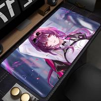 Gaming Mouse PadDesk Mat Antislip Rubber Base Stitched Edges Edgy Pinkhaired Anime Girl Print for Gaming  Office Desk Use 400x800x2mm