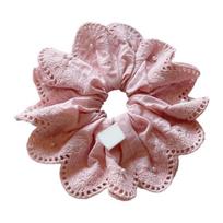 Fashionable Fabric Scrunchie with Imitation Pearls Decorations Pleated Hair Tie Ponytail Holder for Casual Party Styling rožinė