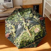 1pc William Morris-style raven Umbrella Portable Folding Umbrella Iron Frame Hole Bone Structure Outdoor Home Umbrella įvairiaspalvis