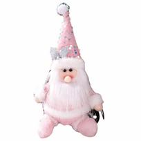 Ornamental Pink Glitter Christmas Decorations Figurine Design Shape Snowman Glitter Finish Style Santa Claus Home