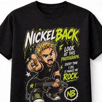 Nickelback Cartoon Rock Guitar Photograph Song Graphic TShirt Unisex TShirt L black