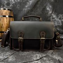Crazy Horse Leather Slr Camera Bag Leather Messenger Bag Out Camera Protection Bag Lens Protection Gall Xjb1001 tamsiai ruda spalva