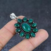 Natural Green Onyx Gemstone 925 Sterling Silver Jewelry Pendant 2.44  P6G04