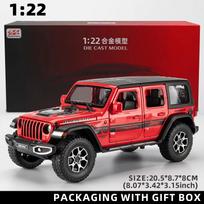 Nauja 1:22 Jeep Diecast Žaislinio automobilio modelis Proporcingas Metalinio lydinio transporto priemonė Tinka vaikams Berniukams Mergaitėms Suaugusiems Dovanai Septynios durys Garsas ir šviesa Atitraukiamas raudona