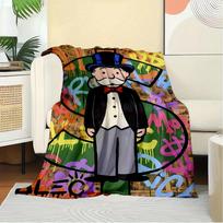 1pc Monopoly,Graffiti,Alec Print Flannel Blanket Suitable for All Seasons, Perfect for Home, Travel, or Camping  30 80cm x 120cm