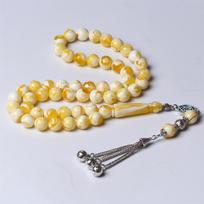 Islamiškas Tasbih 33 Karoliukai Geltonos Dervos Gintaro Tesbih Sidabrinės Spalvos Metalinis Kutas Musulmonų Ramadanų Dovana Arabiški Maldos Karoliukai 10MM 51beads