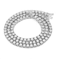 Hiphopas Rožinio aukso 1 eilutės CZ teniso grandinėlės karoliai Kubinis cirkonis Ledinis 3mm 4mm 5mm Auksiniai reperių Bling reperių karoliai 16inch(40.64cm) black