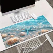 pc Blue Beach Ocean Waves Gaming Mouse Pad Desk Mat Smooth Polyester Surface NonSlip with Realistic 300x800x2mm