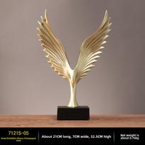 Dervos erelio skulptūra su angelo sparnais namų biuro dekoravimui ir televizoriaus spintelės ekspozicijai Champagne Gold