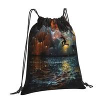 Free Will Large Capacity School Backpack Laptop Bags Free Will Abstract Glitch Let Go Dream Ocean Night Stars Reflection OneSize