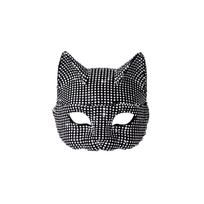 Rhinestone Cat Ear Mask Full Face Costume Accessory for Masquerade Party Halloween Cosplay Events Festival Decoration One Size