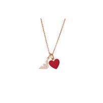 Emporio Armani  necklace  Red Love Diamond Eagle Logo Clavicle Chain Red love heart with diamond eagle logo F basic packaging-brand original box auksas
