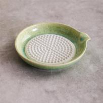 2-in-1 Garlic Sauce Bowl Handheld Garlic Paste Maker Handmade Ceramic Garlic Grater  Household Use žalia