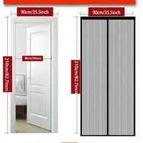 Tvirtas savaime užsidarantis magnetinis durų tinklelis nuo uodų, lengvai montuojamas be įrankių, su dviguba magnetine juosta (Black,W80cm*H210cm) juoda