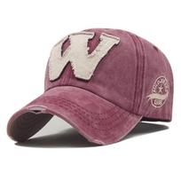 Medvilninė raidė W beisbolo kepurė Retro lauko sportinės kepuraitės Moteriškos kaulinės gorros skalbtos vintažinės kepurės Vyrai