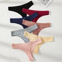 7 vnt. moteriškų stringų patogios medvilninės moteriškos G-stygos seksualių žemo liemens apatinių vientisos spalvos bikini kelnaitės moteriškas apatinis trikotažas XS įvairiaspalvis