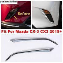 ABS Chrome Car Front Fog Light Lamp Eyelid Eyebrow Strip Cover Trim For Mazda CX-3 CX3 2015 -  Car Accessories Exterior Kit