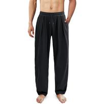 Men's Cotton Hemp Pants Four Seasons Thin Breathable Pocket Loose Casual Wide Leg Pants Yoga Pants L juoda