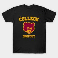 Men Black Print T-shirt The College Dropout No-Cut Transfer Paper Print Cotton Tshirt S juoda
