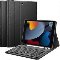 Klaviatūra iPad 9-osios kartos 2021 m./iPad 8-osios 2020 m./iPad 7-osios 2019 m. 10,2 colio - Belaidė Bluetooth Azerty klaviatūra, Minkštas galinis dangtelis su rašiklio laikikliu