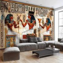 2D Senovės Egipto Faraono Sienų Tapetai, Hieroglifų Spaudos Sienų Dangos Svetainei ir Biurui 47.2x31.5inch/120*80cm