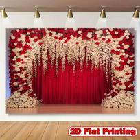 Luxe Red & White Flower Curtain Backdrop, Wedding Stage Photo Banner for Events 47.2x31.5inch/120*80cm