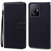 Dėl Xiaomi 11T dėklo Odinė piniginė Atverčiamas dėklas Dėl Xiaomi 11T telefono dėklo Dėl Xiaomi 11T Pro Piniginės dangtelis Coque Fundas Korpusas Capa Xiaomi 11T juoda