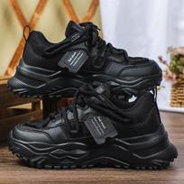 Women's Platform Yellow Sneakers Women Thick Sole Sports Shoes Woman Spring Breathable Mesh Casual Tennis Shoes Ladies Sneakers 35 juoda