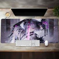 Gothic Anime Mouse Pad  Washable NonSlip Desk Mat with Vibrant PurpleHaired Character Design 800X300x2mm