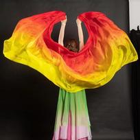 Silk Belly Dance Veils Light Texture Gradient Color Latin Belly Dance Shawls 250cmx120cm Performance Dance Veil