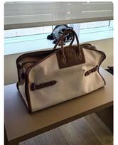 Large capacity travel casual tote bag women luxury leather shoulder bag canvas leather bucket handbag office fashion bag smėlis