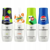 Zestaw 4 Syropów Sodastream Pepsi Max Lime + Mirinda Zero + 7Upfree + Pepsi