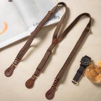 British Retro Herringbone Suspenders: Non-Slip, Button-On for Groomsmen gray