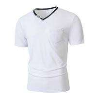 Mens Casual V Neck Short Sleeve Button Henley T Shirt Solid Slim Fit Cotton Linen Mens Tops S balta