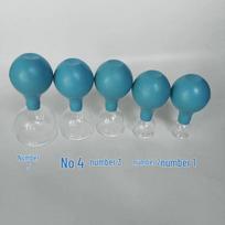 Five-Piece Blue Rubber Cupping Set - Glass Jars for Body Moisture Absorption gray