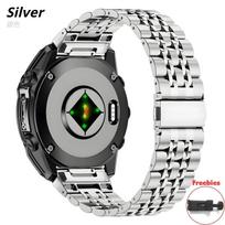 QuickFit 26mm 22mm Stainless Steel Strap For Garmin Fenix E 8 Pro 7 7X 6 6X 5 5X Plus/Enduro 3/Tactix 8 Metal WatchBand Bracelet QuickFit 22mm sidabras