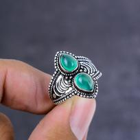 Natural Green Onyx Gemstone Handmade 925 Sterling Silver Gift Ring Size 11 I3J68