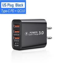 Universal Travel Charger with 3 USB Ports + Type-C & PD Adapter (US/EU/UK) US standard juoda