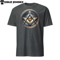 Masonų Laisvųjų Mūrininkų Iluminati Simbolis Visregintis Akis Unisex Marškinėliai 3XL