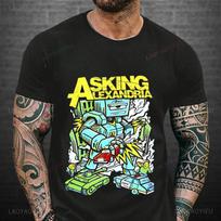 Asking Alexandria Band Graphic 3D Printed Top Casual Short Sleeved Men's T-shirts - Soft Medium Stretch Polyester Fabric Summer Relaxed Fit Clothing XS